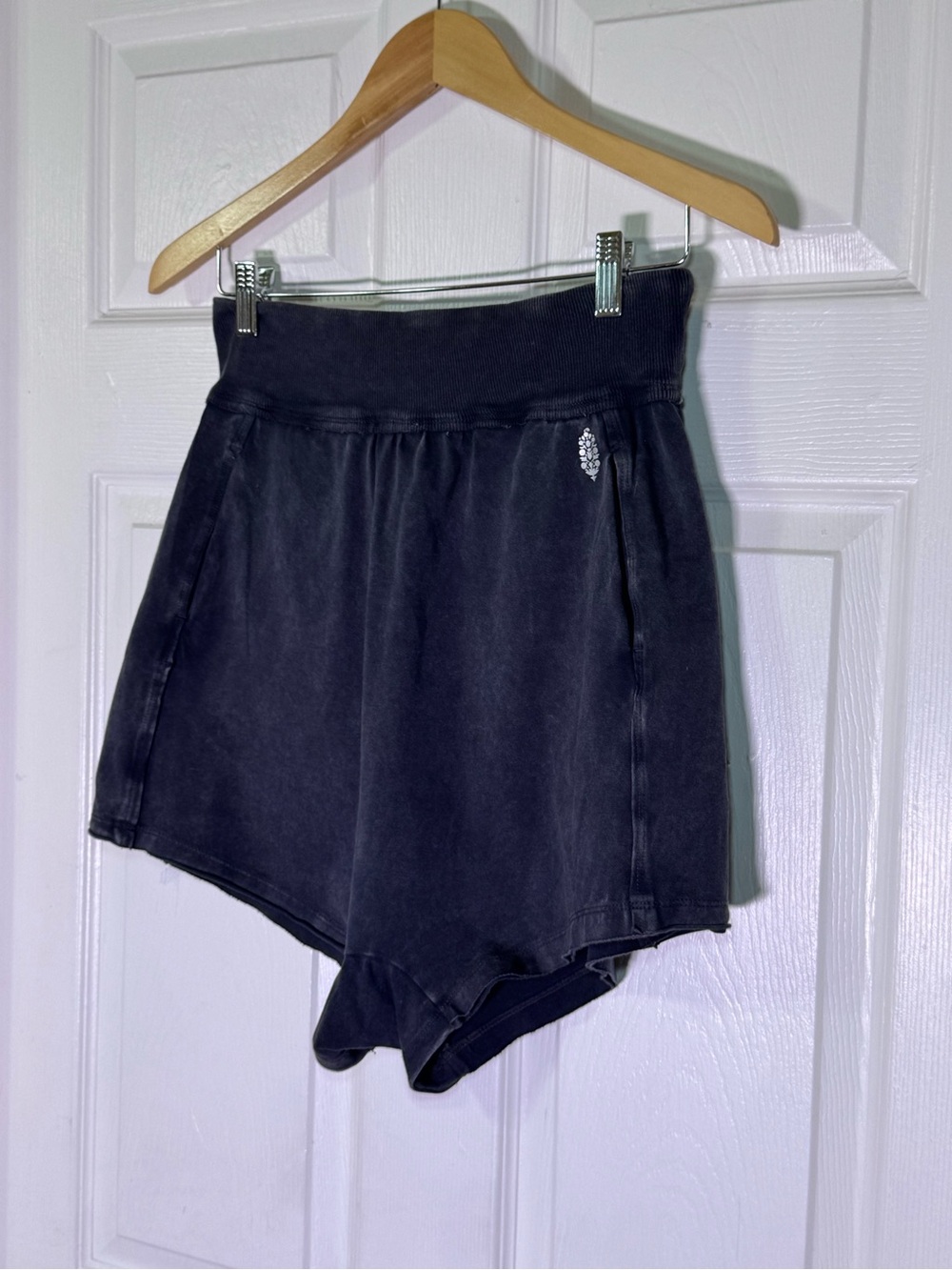 Free People Athletic Shorts in Brown with Yellow Waistband - Picture 2 of 6